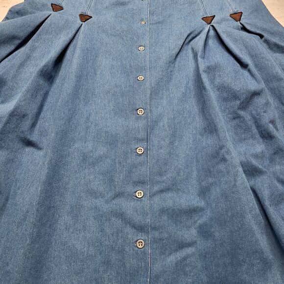 Frontier Classics Molly Maxi Skirt Denim Jean Western Pleated Prairie Large 14 - Picture 5 of 8